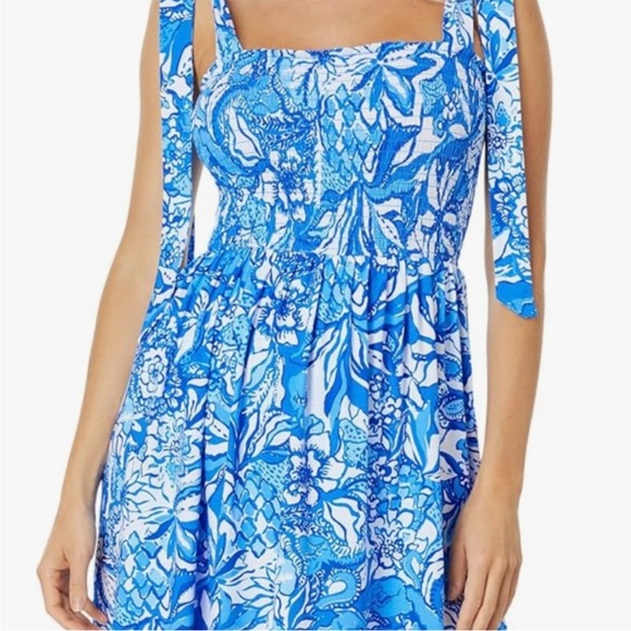 Lilly Pulitzer Dresses & Skirts - Lilly Pulitzer Riviera Smocked Romper Womens XS Blue Tang Skort Tie Straps Beach
